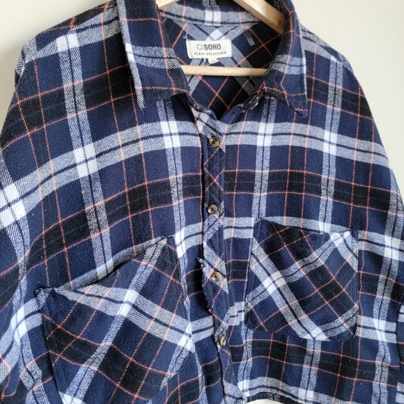 CiSono Plaid Cropped Overshirt Layering Transitional Flannel Piece for Spring - Picture 2 of 7